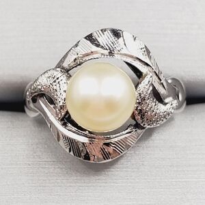 Pearl Ring Moon Ring Silver Ring